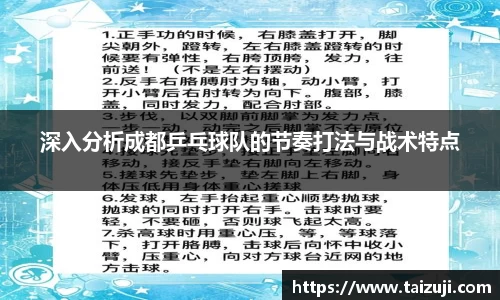 深入分析成都乒乓球队的节奏打法与战术特点